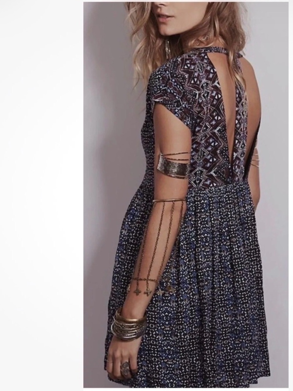Free People Sundown Babydoll Mini Dress Oversized Lined T-Back - Picture 2 of 9